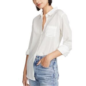 Nili Lotan Lightweight White Cotton Voile Button Down Size S Shirt